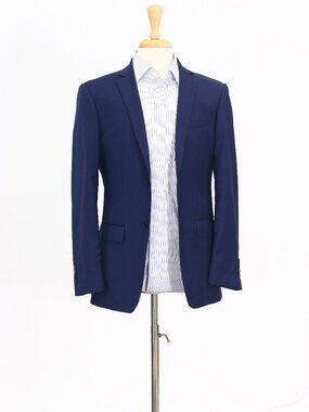 Combatant Gentlemen 38R Blue Blazer Sport Coat Jacket 2-Button Solid W778